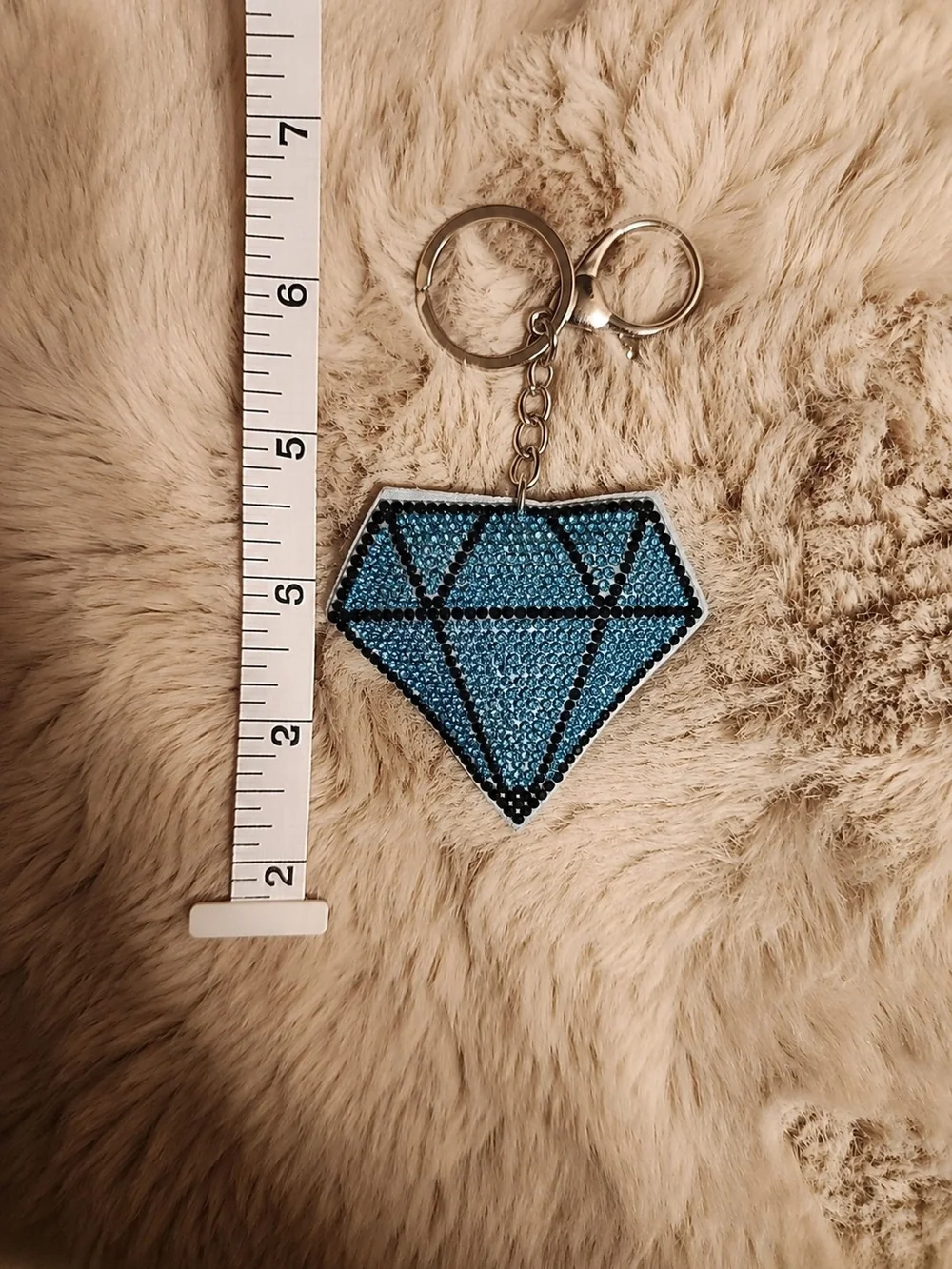 Oversized Blue Rhinestone Diamond Keychain Bag Charm